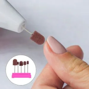 Anneome 1 Set Nail Sand Ring Cap Nail Cuticle Drill Bit Nail File Bits Portable Drill Kit U as Acrilicas Nail Salon Accessory Nail Drill Bits Pro Tools Foot Head Box 8x6cm Rosy - product information 1
