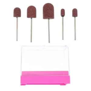Anneome 1 Set Nail Sand Ring Cap Nail Cuticle Drill Bit Nail File Bits Portable Drill Kit U as Acrilicas Nail Salon Accessory Nail Drill Bits Pro Tools Foot Head Box 8x6cm Rosy - product information 5