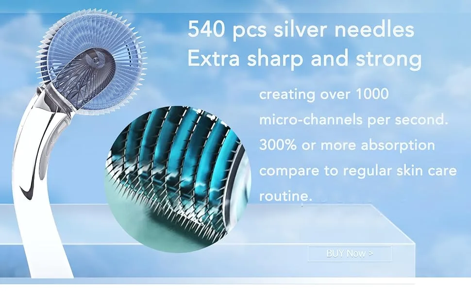 AUDUODUO Dermaroller 0.5 mm Needle Roller Microneedling Roller for Skin Care and Hair Care with Micro Needling 540 Silver Needles Face Roller with Needles - derma roller 540