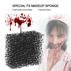 Halloween Makeup Sponge Black Christmas Sponge Blood Scar Wound Cosplay Sponge Modelling Art for Halloween Party (Oversized Hole) - product information 3