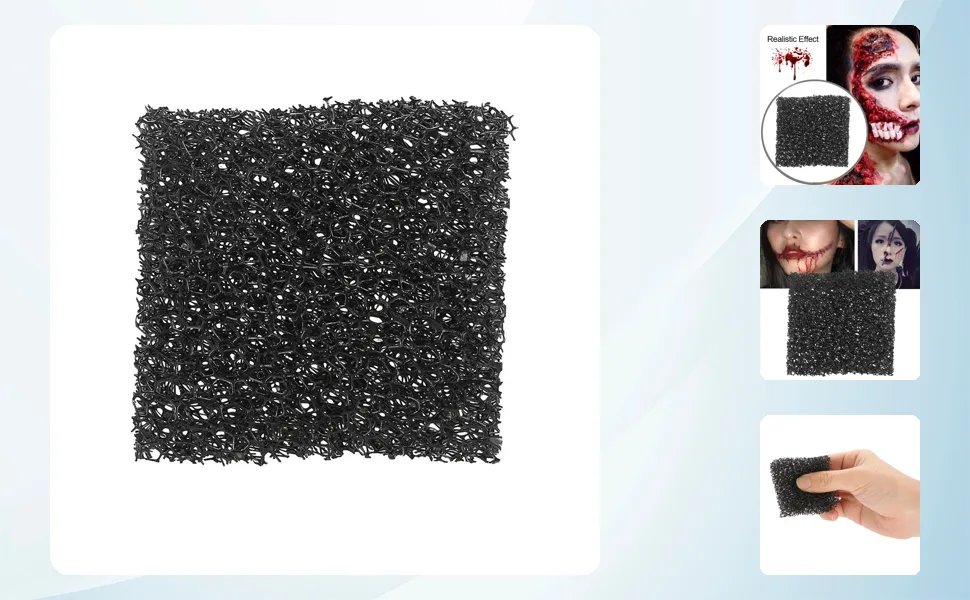 Halloween Makeup Sponge Black Christmas Sponge Blood Scar Wound Cosplay Sponge Modelling Art for Halloween Party (Oversized Hole) - JM11992-03-1
