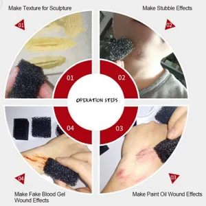 Halloween Makeup Sponge Black Christmas Sponge Blood Scar Wound Cosplay Sponge Modelling Art for Halloween Party (Oversized Hole) - JM11992-03-3
