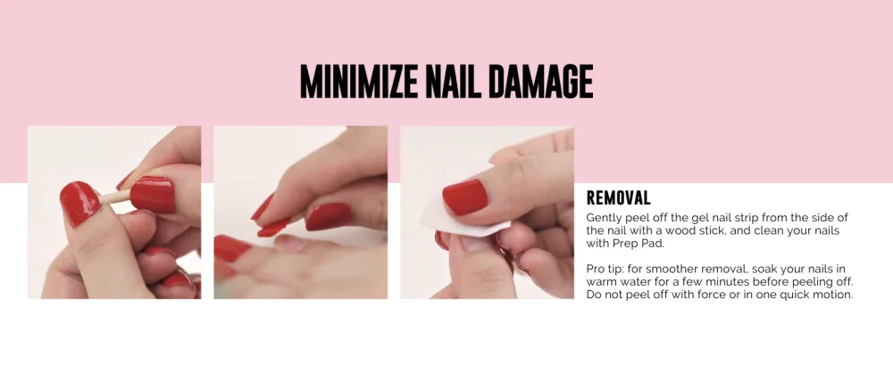 NAILOG Semi Cured Gel Nail Strips (20 Extra Long Nail Stickers) | Glossy & Long Lasting Soft Gel Finish Nail Wrap| Ruby Nebula - REMOVAL