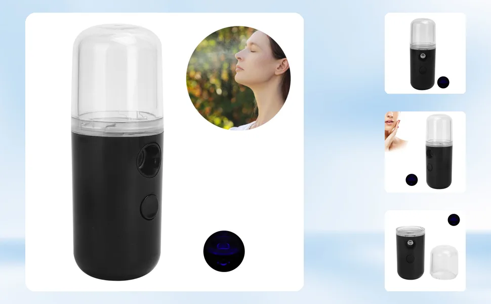 Handheld Facial Mist Sprayer Rechargeable Moisturizing Moisturizing Facial Moisturizing Sprayer (Black) - 1412210072911-1