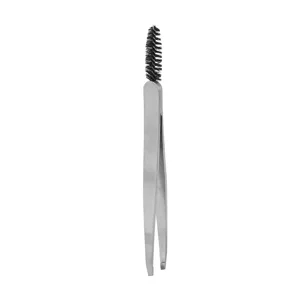 Eyebrow Slant Tip Tweezer with Eyebrow Brush Sliver Stainless Steel Thin Eyebrow Remover False Eyelashes Makeup Tools - product information 2