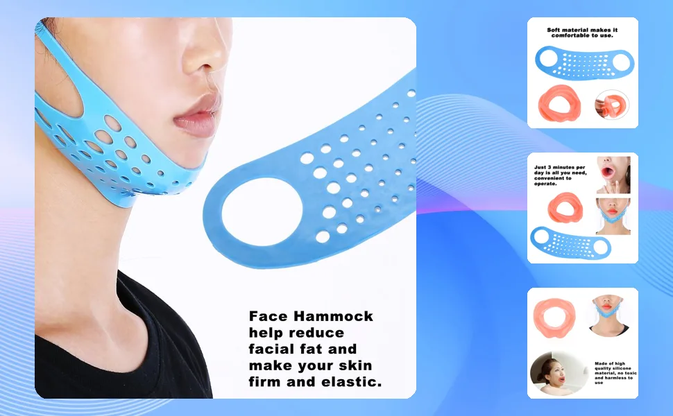 Face Sleeping Lifting Hammock Chin Cheek Slimmer Wrinkle Silicone Lip Exerciser for Facial Firming - JM09745-1