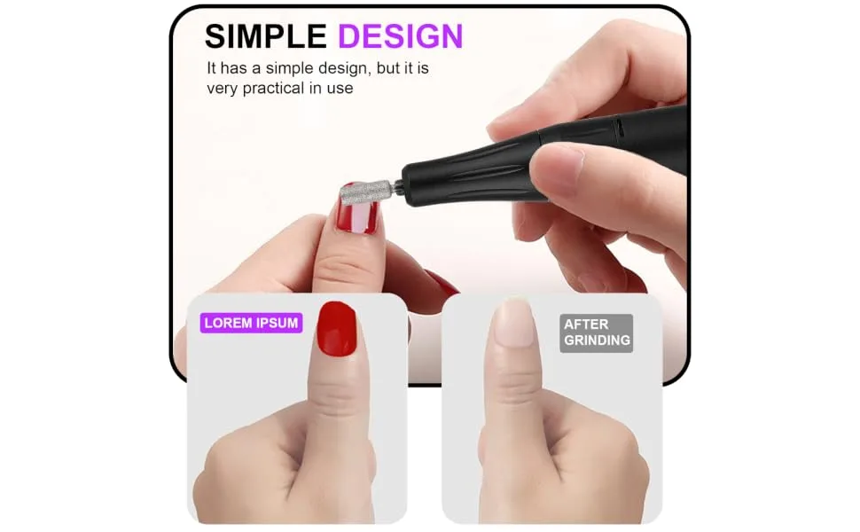 DRESSOOS Portable Nail Drill Nail Polisher Aluminum Alloy Miss Clothing Set Mini Sanding Tool 14X7X2.5CM Black - product information 5