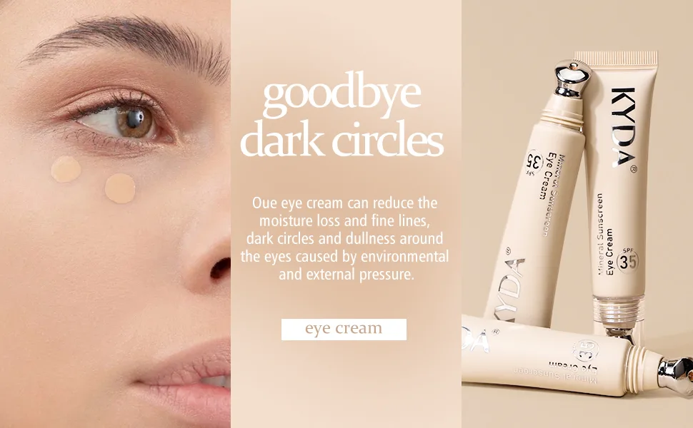 KYDA Mineral Sunscreen Eye Cream Tan SPF 35 Undereye Brightener Concealer Full Coverage Eyes Primer Controlled Applicator Blendable Formul  - eye cream