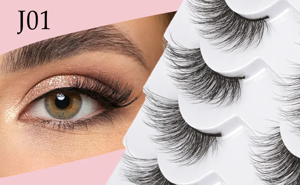Wansiven Half False Eyelashes Natural 3D Eye Half Eyelashes Multi-layers Wispy Fluffy Curly False Lashes 10 Pairs J33 - false eyelashes