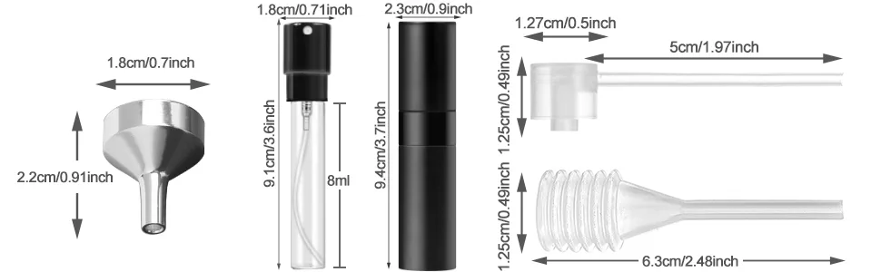 Redamancy Perfume Spray Bottle 8ml Refillable Perfume Atomiser Mini Portable Atomizer Upgraded Perfume Pod and Refill Pump for Outdoor Traveling Vacation (Black) 8 ml - product information 3