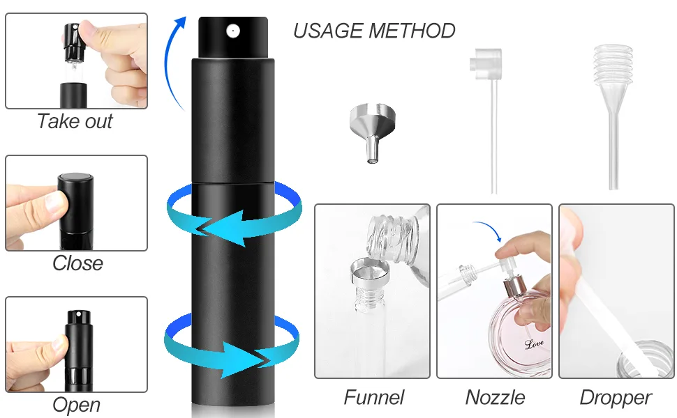 Redamancy Perfume Spray Bottle 8ml Refillable Perfume Atomiser Mini Portable Atomizer Upgraded Perfume Pod and Refill Pump for Outdoor Traveling Vacation (Black) 8 ml - product information 5