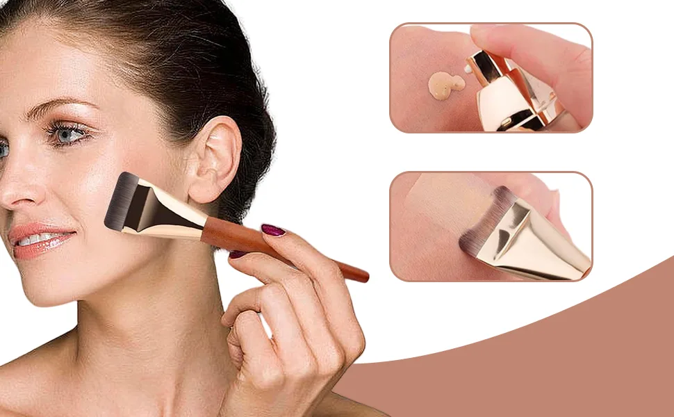 Ruzister Ultra Thin Foundation Brush Flat Top Ultra Thin Makeup Brush Flat Concealer Brush Foundation Makeup Brush Liquid Powder Brush for Creamy - product information 2