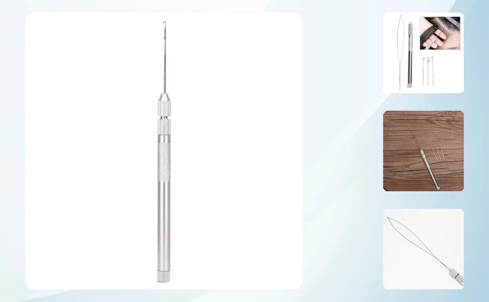 hair extension threader hair threader tool 15 10 1 aluminum handle pulling needle beads looper threader for hair extension extensi bead threader - JM25399-1
