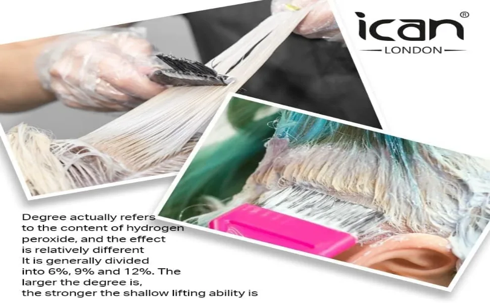 ICAN LONDON PROFESSIONAL CREAM PEROXIDE 30 VOL 9% 1000 ML + RAPID BLUE POWDER BLEACH (JAR) 500 G SET - product information 5