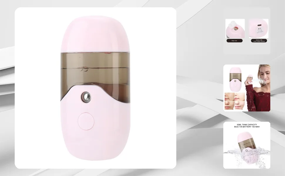 Nano Sprayer Portable Handheld Moisture Sprayer for Face 50ml (Pink) - 1412200053912-1