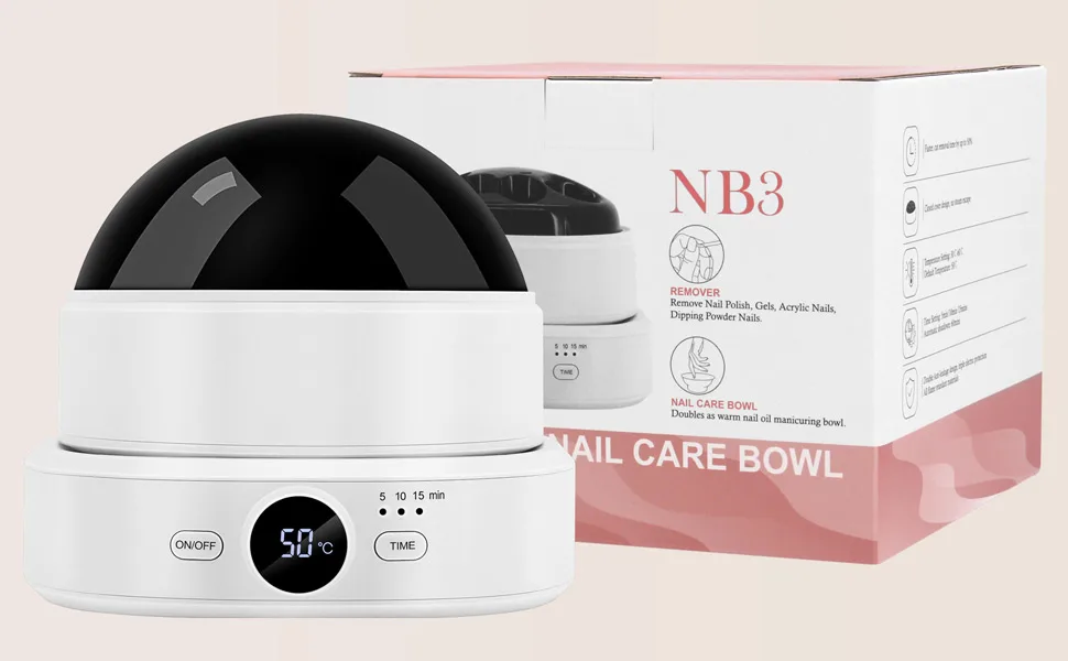 Electric Nail Soaking Bowl Adjustable Temperature and Display Soak off Gel Polish Dip Powder Remover Manicure Bowl with Timer Setting - nail soak off bowl