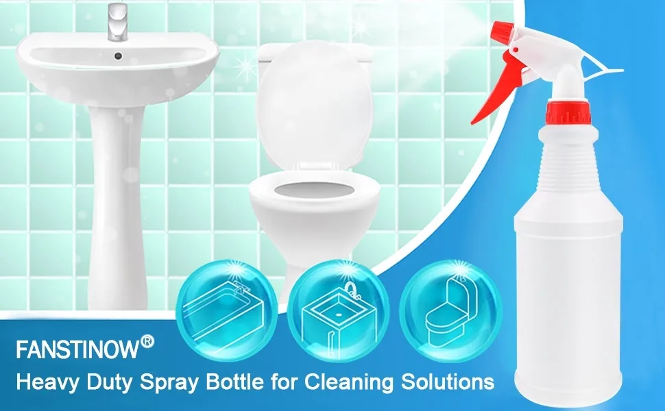 JohnBee Spray bottle - Empty spray bottles (16oz/2Pack) - Spray bottles for Cleaning Solutions / Plants / Bleach Spray / BBQ - With Adjustable Nozzle from Fine Mist to Stream - BPA Free Material - Spray bottle for cleaning solutions