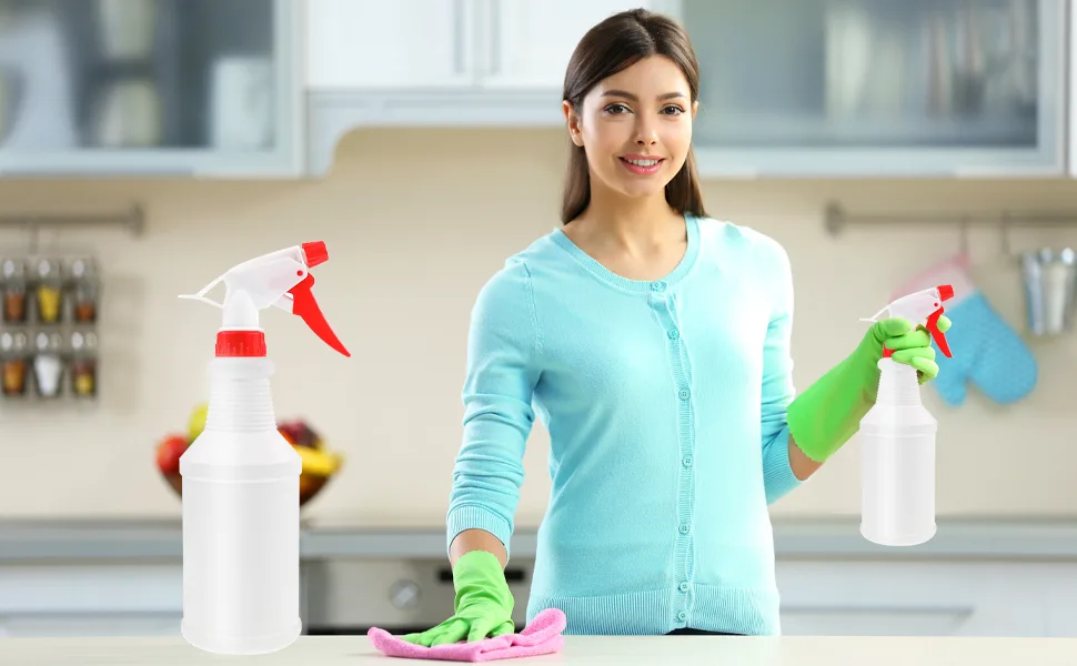 JohnBee Spray bottle - Empty spray bottles (16oz/2Pack) - Spray bottles for Cleaning Solutions / Plants / Bleach Spray / BBQ - With Adjustable Nozzle from Fine Mist to Stream - BPA Free Material - spray bottles
