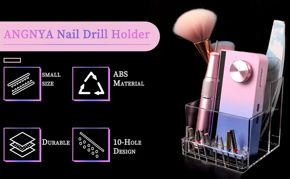 ANGNYA Nail Drill Holder Grinding Bit Storage Box 10 Holes Transparent Nail Drill Bit Holder Plastic Nail Drill Tool Organizer Manicure Tools Display Box for Nail Tech Supplies (Clear) - Nail Drill Holder