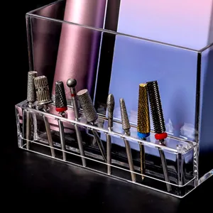 ANGNYA Nail Drill Holder Grinding Bit Storage Box 10 Holes Transparent Nail Drill Bit Holder Plastic Nail Drill Tool Organizer Manicure Tools Display Box for Nail Tech Supplies (Clear) - Nail Drill Holder