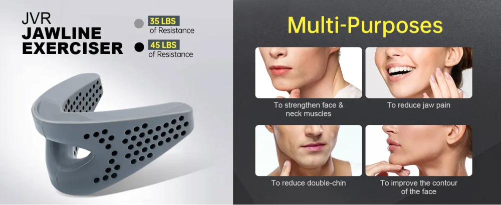 JVR Jaw Trainer Jaw Training Device Jawline Exerciser for Men and Women Improving the Jaw Line Jaw Training (Grey 35 lbs) - grey