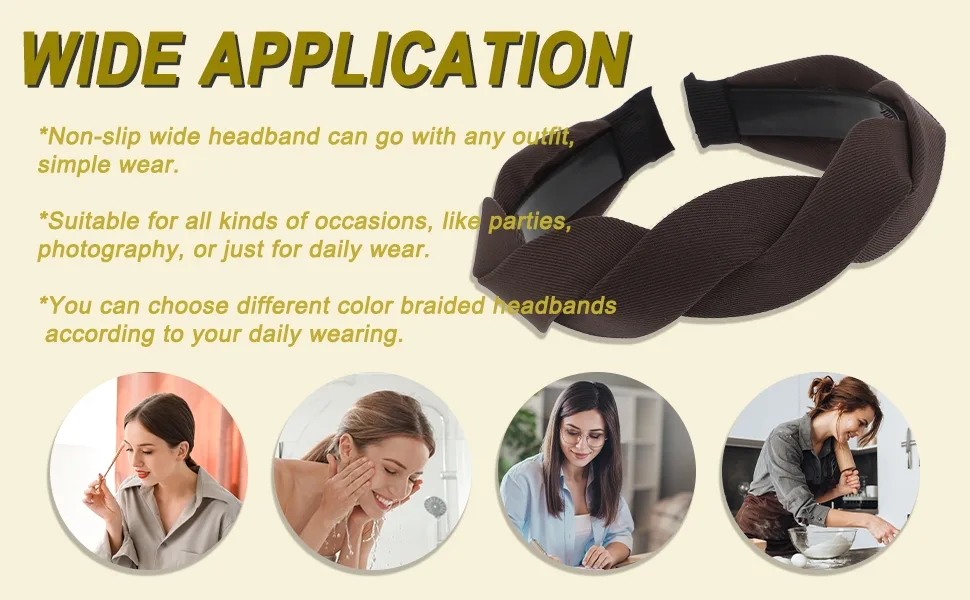 VOCOSTE Braided Headbands Hairhoop Weaving Shape Accessories Coffee Color - Standard Image Header With Text