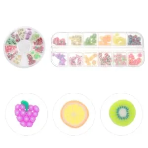 Gogogmee 24 Boxes Fruit Slice DIY Manicure Fruit Nail Slices Beads for Bracelets Fruit Stickers Cellphone Craft Slice Fruit Slices Nail Sticker Manicure Tips Slices Candy Decor Bangle Shine - product information 3