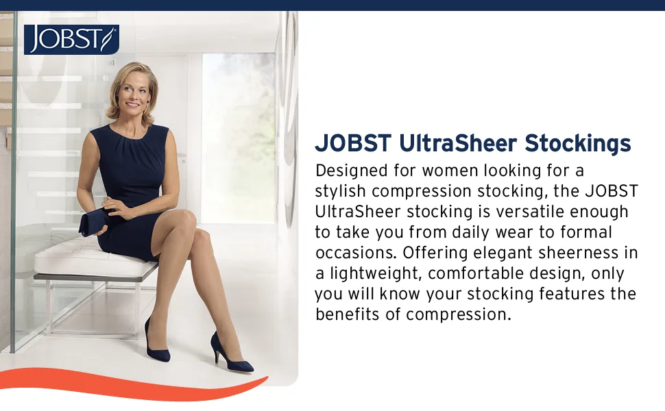 JOBST UltraSheer Support Compression Stockings 8-15 mmHg* Large Silky Beige Close-Toe 1 Each - stockings compression medium knee high relief hose medical support sport open toe sock closed thigh