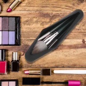 1set Powder Puff Storage Box Breathable Silica Gel Cosmetics Travel 20X4.8CM Black - product information 6