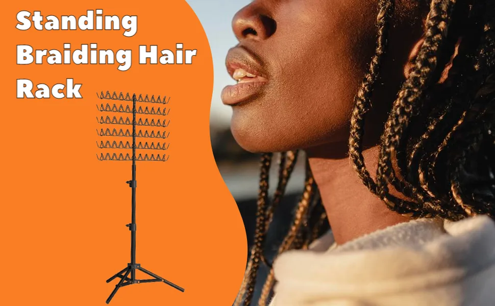 Folpus Hair Braiding Rack 110-150cm Foldable Keep Neat and Tidy Hair Display Stand Hair Holder - product information 1