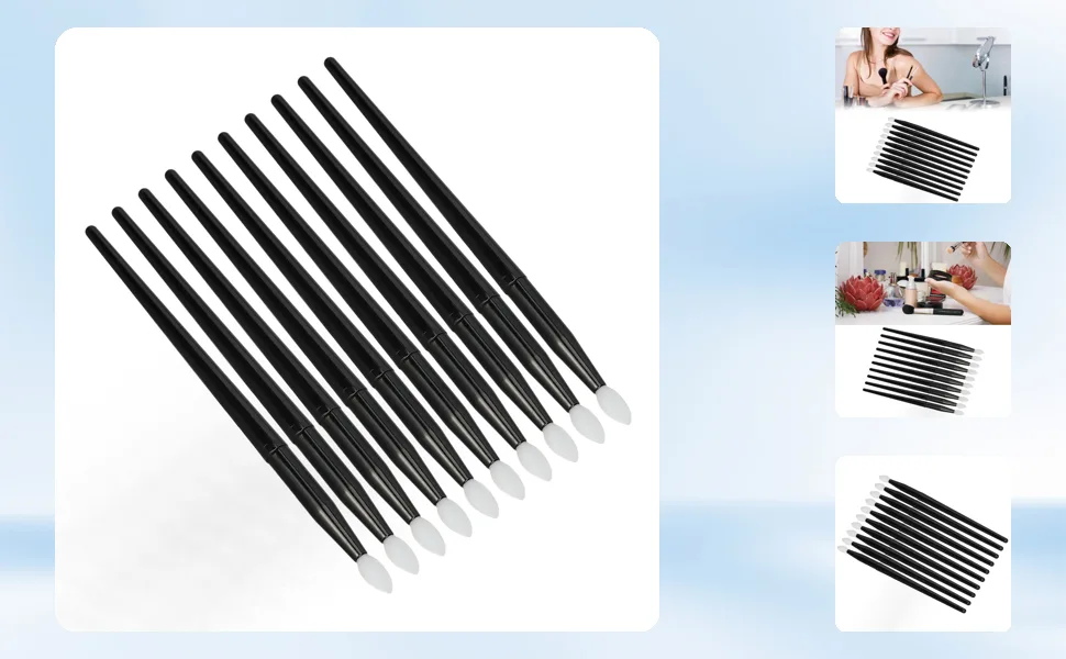 10 Pieces Silicone Lip Brushes Long Handle Makeup Brush Set with Easy Cleaning for Lipstick Lip Gloss - 1410230144311-1