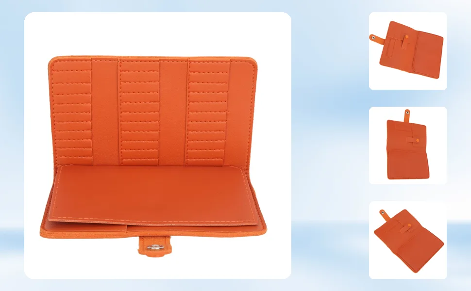 Portable Nail Drill Bit Storage Bag Nail Drill Bits Holder 37 Slots PU Easy Access Storage Bag For Manicure Tools Ideal Accessory For Nail Art Work (Orange) - 1414240001811-1