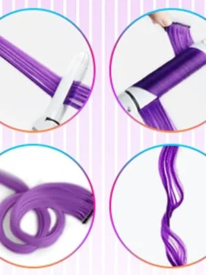 Clip-In Hair Extension Highlights Streaks (Pink) - hot styled