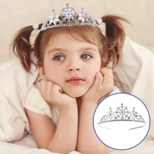 FRCOLOR Snowflake Rhinestone Crown Christmas Snowflake Headband Snowflake Tiara Kids Princess Crown Silver - product information 1