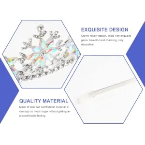 FRCOLOR Snowflake Rhinestone Crown Christmas Snowflake Headband Snowflake Tiara Kids Princess Crown Silver - product information 3