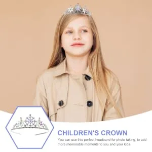 FRCOLOR Snowflake Rhinestone Crown Christmas Snowflake Headband Snowflake Tiara Kids Princess Crown Silver - product information 5