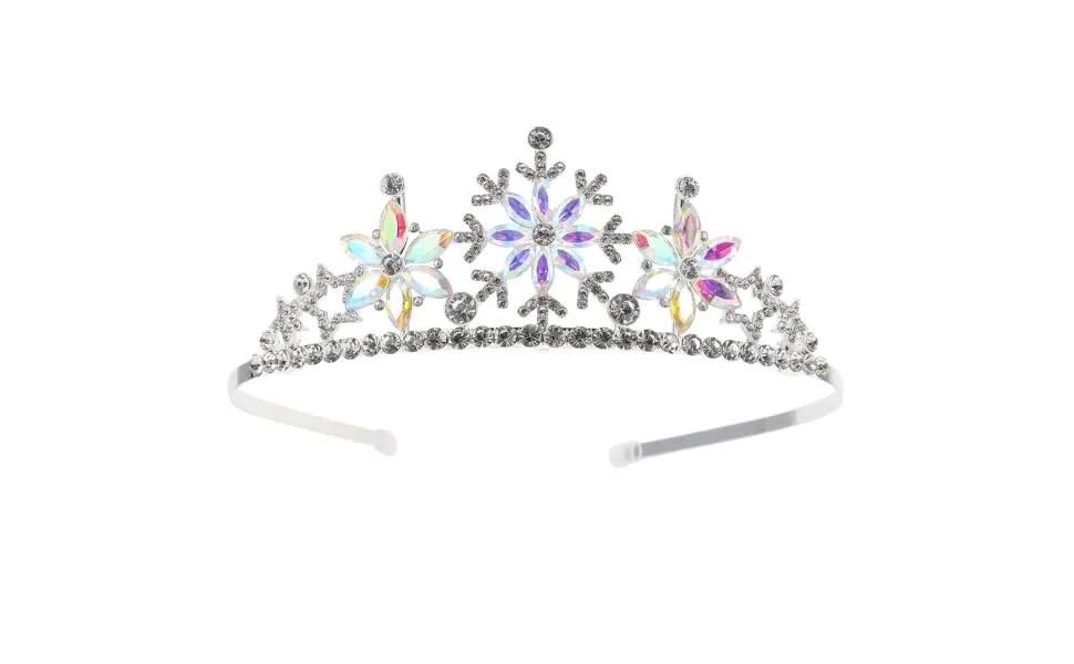 FRCOLOR Snowflake Rhinestone Crown Christmas Snowflake Headband Snowflake Tiara Kids Princess Crown Silver - product information 6