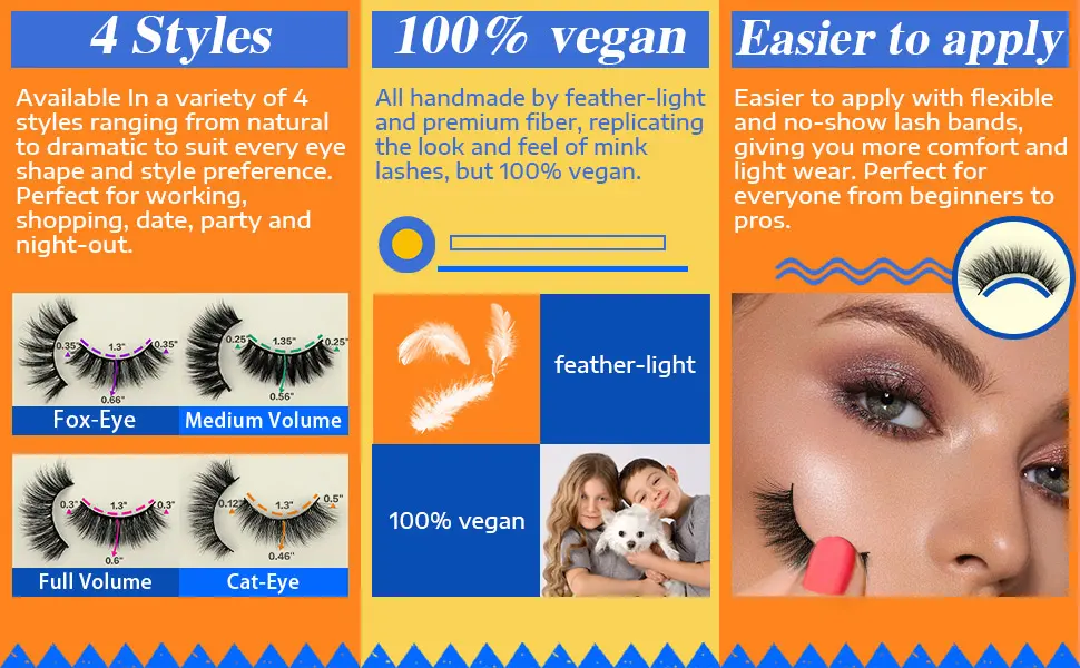 JIMIRE 20 Pairs False Eyelashes 4 Styles Fluffy Eyelashes Pack 3D Volume Faux Mink Lashes Packs 12MM-16MM- 4 Styles - 563-02-lashes