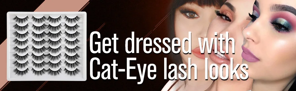 JIMIRE 16 Pairs False Eyelashes Fluffy Natural Fake Lashes 3D Volume Lashes Pack for Cat-Eye Look A- Classic Cat-Eye - 574-3-Lashes 01