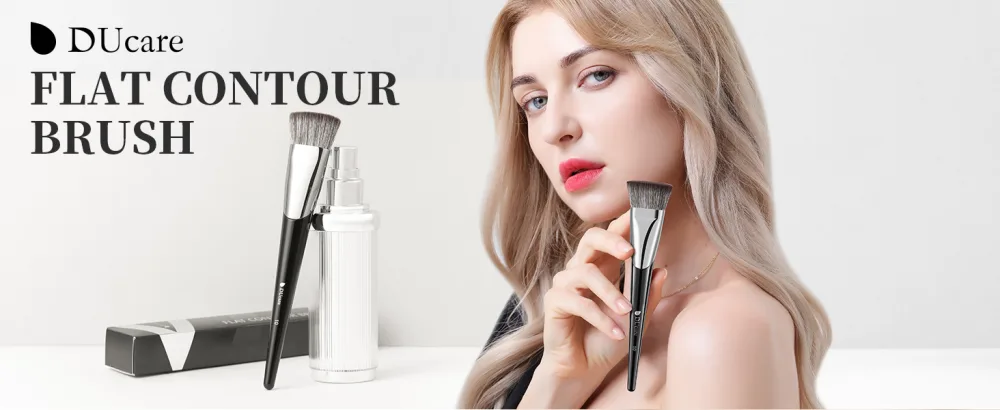 DUcare Foundation Brush Contour Bronzer Self Tanner Brush Makeup Brush for Liquid Makeup Flat Top Professional Buffing Blending Mineral Powder Face Brush Black - product information 1