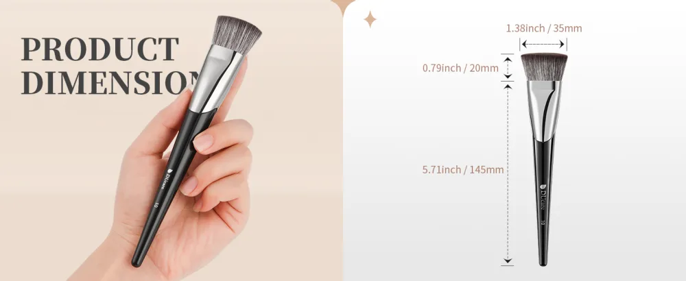 DUcare Foundation Brush Contour Bronzer Self Tanner Brush Makeup Brush for Liquid Makeup Flat Top Professional Buffing Blending Mineral Powder Face Brush Black - product information 3
