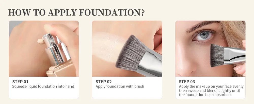 DUcare Foundation Brush Contour Bronzer Self Tanner Brush Makeup Brush for Liquid Makeup Flat Top Professional Buffing Blending Mineral Powder Face Brush Black - product information 6
