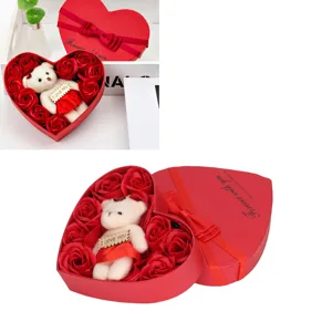 Soap Rose Gift Box Heartshaped Home Decorations Romantic Soft Bath Flower Soap for Valentine's Day Birthday Anniversary - 2014220037411-3