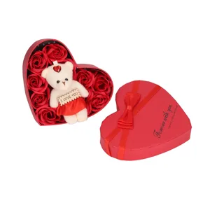 Soap Rose Gift Box Heartshaped Home Decorations Romantic Soft Bath Flower Soap for Valentine's Day Birthday Anniversary - 2014220037411-3