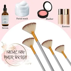 JewelryWe Pack of 2 Fan Mask Brushes Acid Applicator for Glycolic Peel/Masques 2 pieces - Application