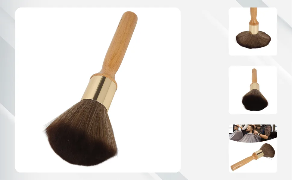 Syrisora Portable Neck Duster Brush with Ergonomic Beech Wood Handle for Barbers - Ideal for Broken Hair Removal - 1413240001411-1