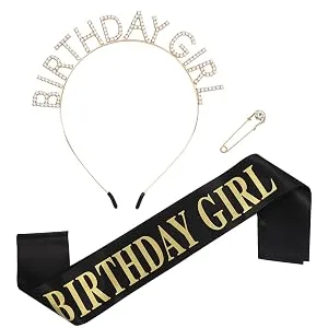 FRCOLOR Birthday Headbands Crystal Birthday Tiara Crown Birthday Headpiece Party Decorations Supplies - Women