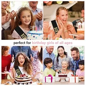 FRCOLOR Birthday Headbands Crystal Birthday Tiara Crown Birthday Headpiece Party Decorations Supplies - Women