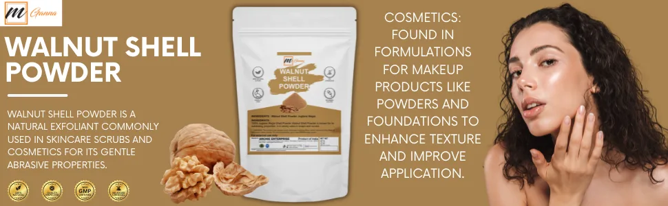 mGanna 100% Natural Walnut Shell Powder (Mesh Size 60-80) 0.5 LBS / 227 GMS for Gentle Skin Exfoliation Scrubs and Face Masks - Walnut Shell