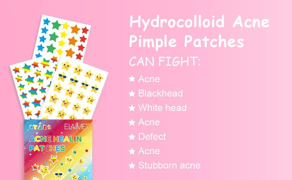 Acne Patch Pimple Patch Star Shaped Acne Absorbing Cover Patch Hydrocolloid Acne Patches For Face Zit Patch Acne Dots Tea Tree Oil + Centella 96 Patches 9mm&12mm - Acne Pimple Patches